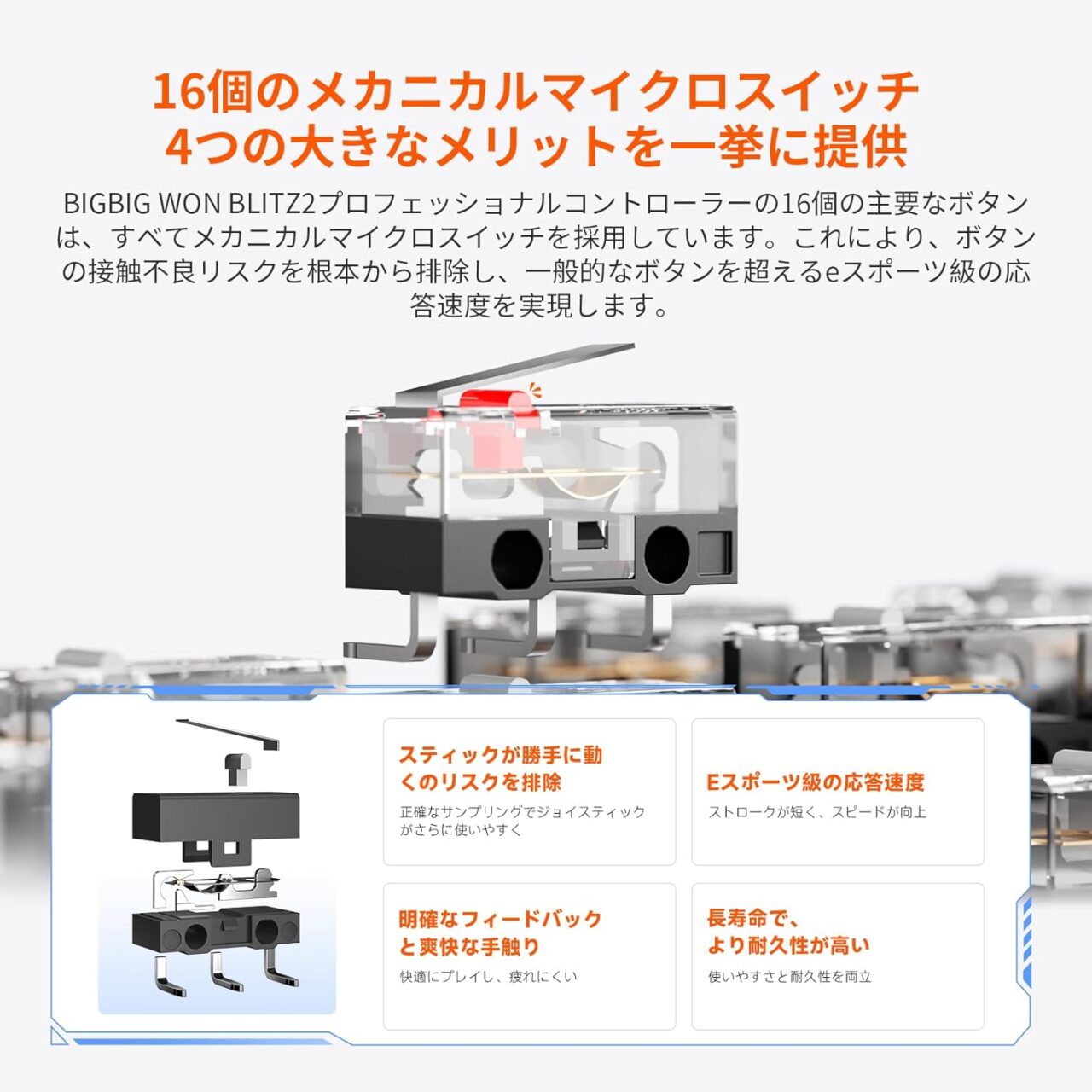 主要ボタンにはすべてメカニカルマイクロスイッチを採用