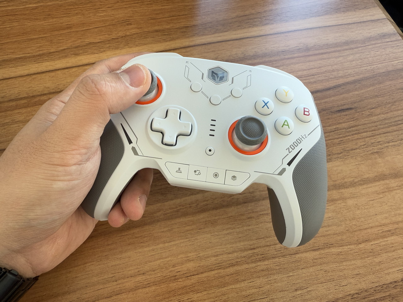 コントローラー本体(TMR版)を手に持つ様子