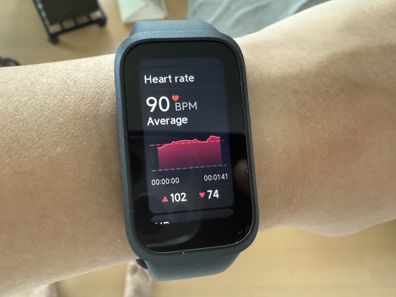 ワークアウト計測中の心拍数の様子