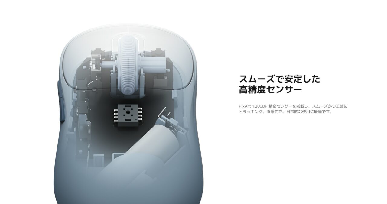 PixArt 1200DPI精密センサーを搭載