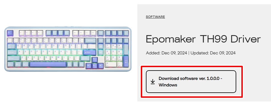 ドライバーのインストーラーをダウンロードするボタン