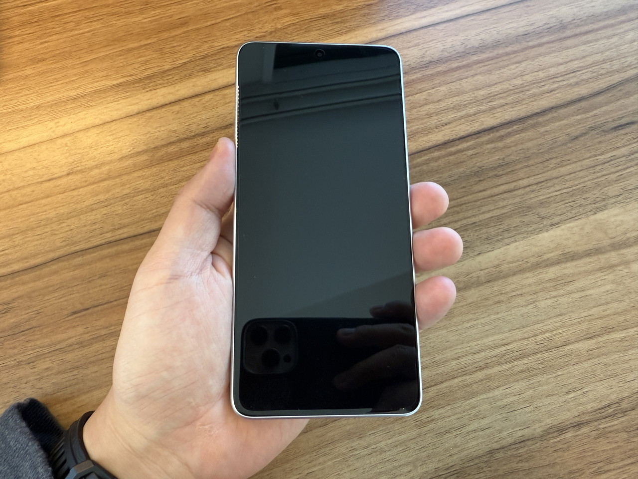 スマホを手に持つ様子