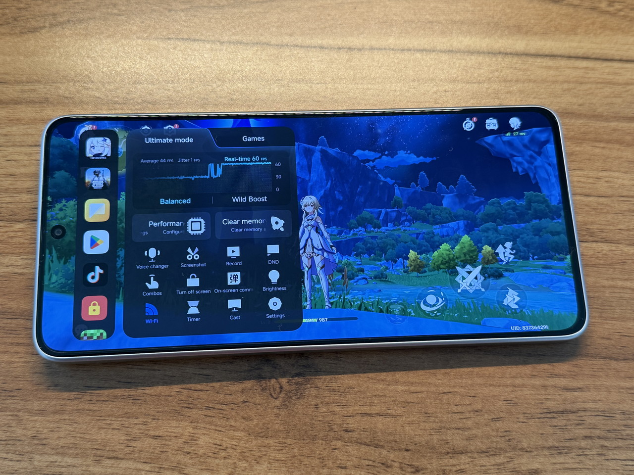 ゲーミングウィンドウを表示させた様子