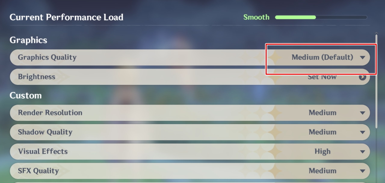 原神の画質設定画面-中