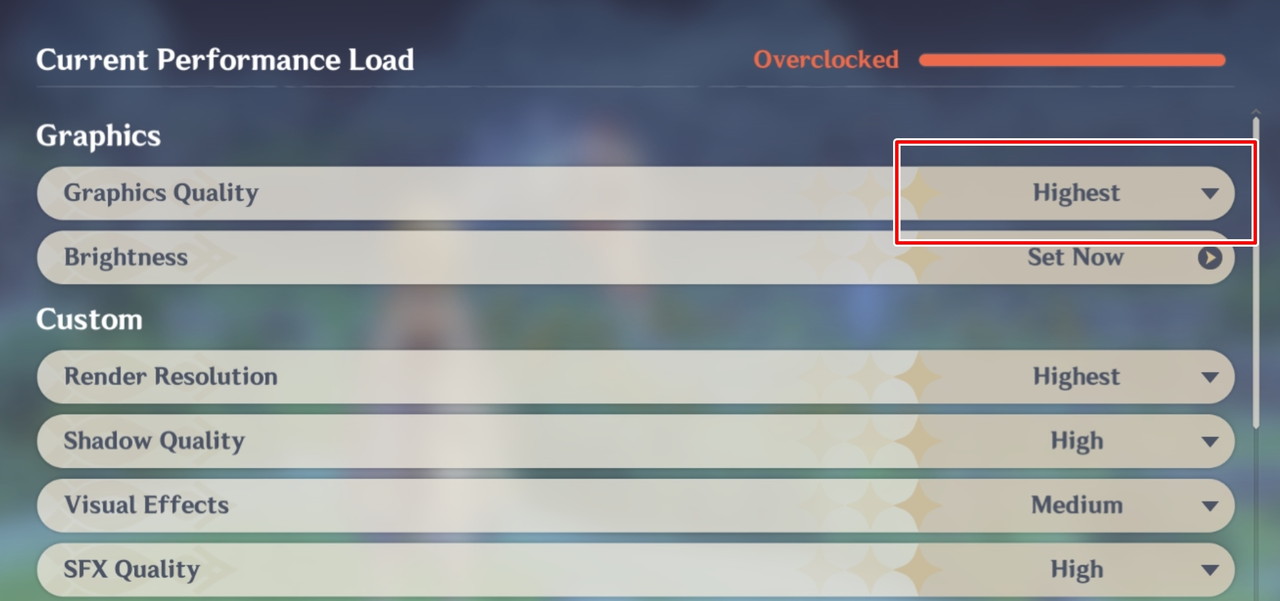 原神の画質設定画面-最高