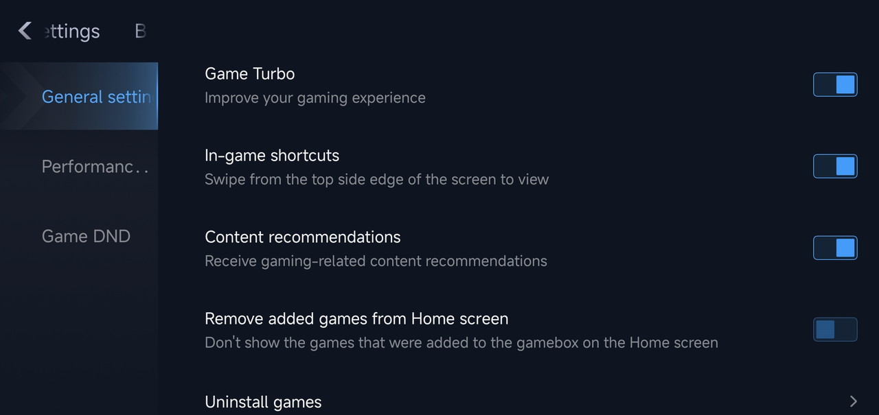 ゲーミング設定画面2