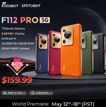 [World premiere] Fossibot F112 PRO 5G Rugged Smartphone 6.88" HD+ 7150mAh 24G(8+16)+256G Mobile Phone Android 14 50MP Cell Phone