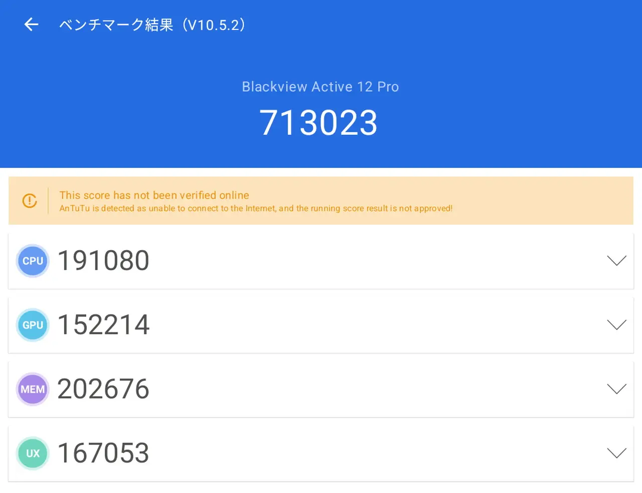 Blackview Active 12 ProのAnTuTuベンチマークテスト結果
