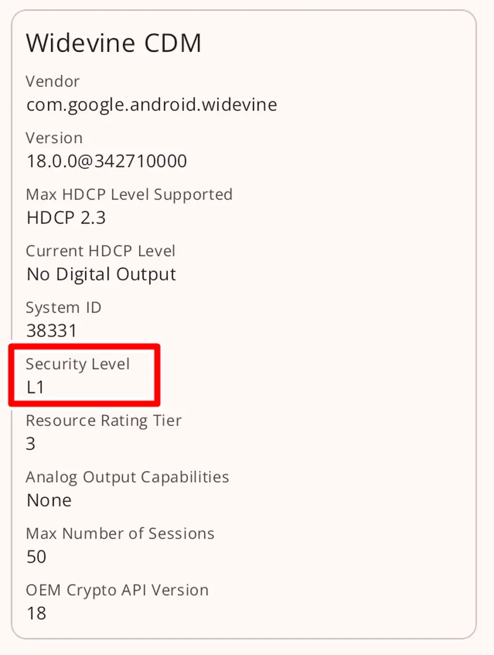 Blackview Active 12 ProのWidevine確認画面