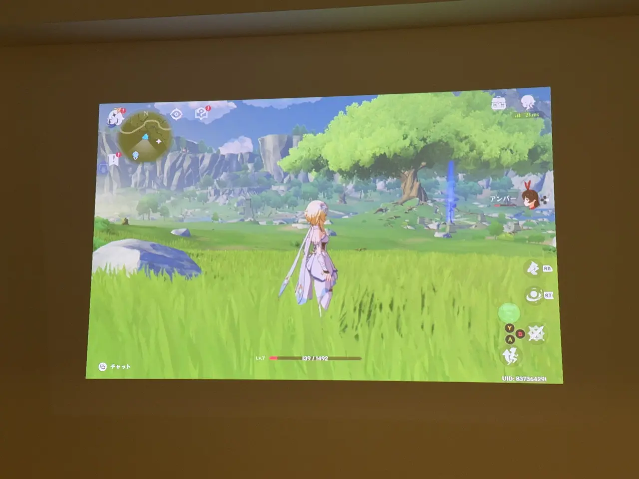 ゲーム映像を投影している