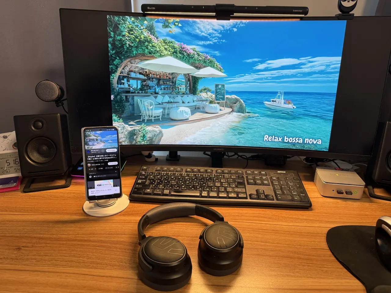 SOUNDPEATS Space ProをスマホとPCにマルチポイント接続している様子