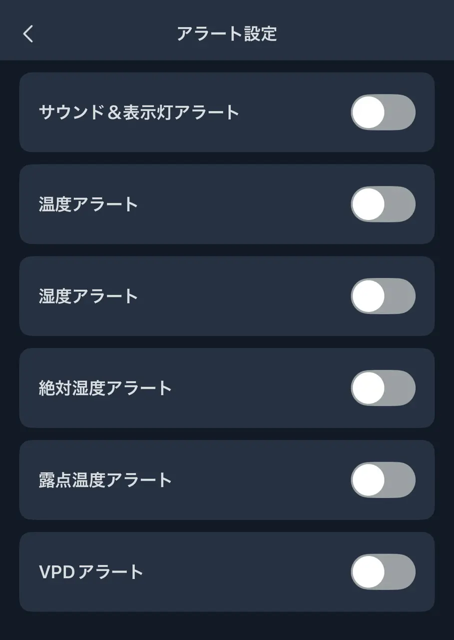 アラート設定画面