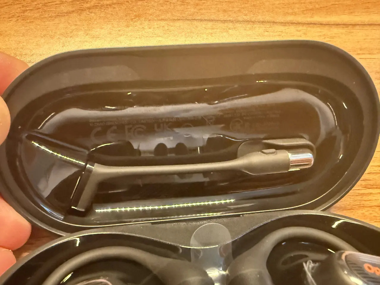 OpenRock Link 20の充電ケース内に収まっているマイク