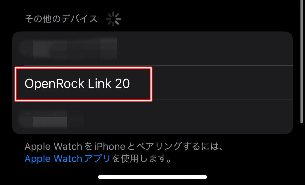 デバイス側で検出されたOpenRock Link 20