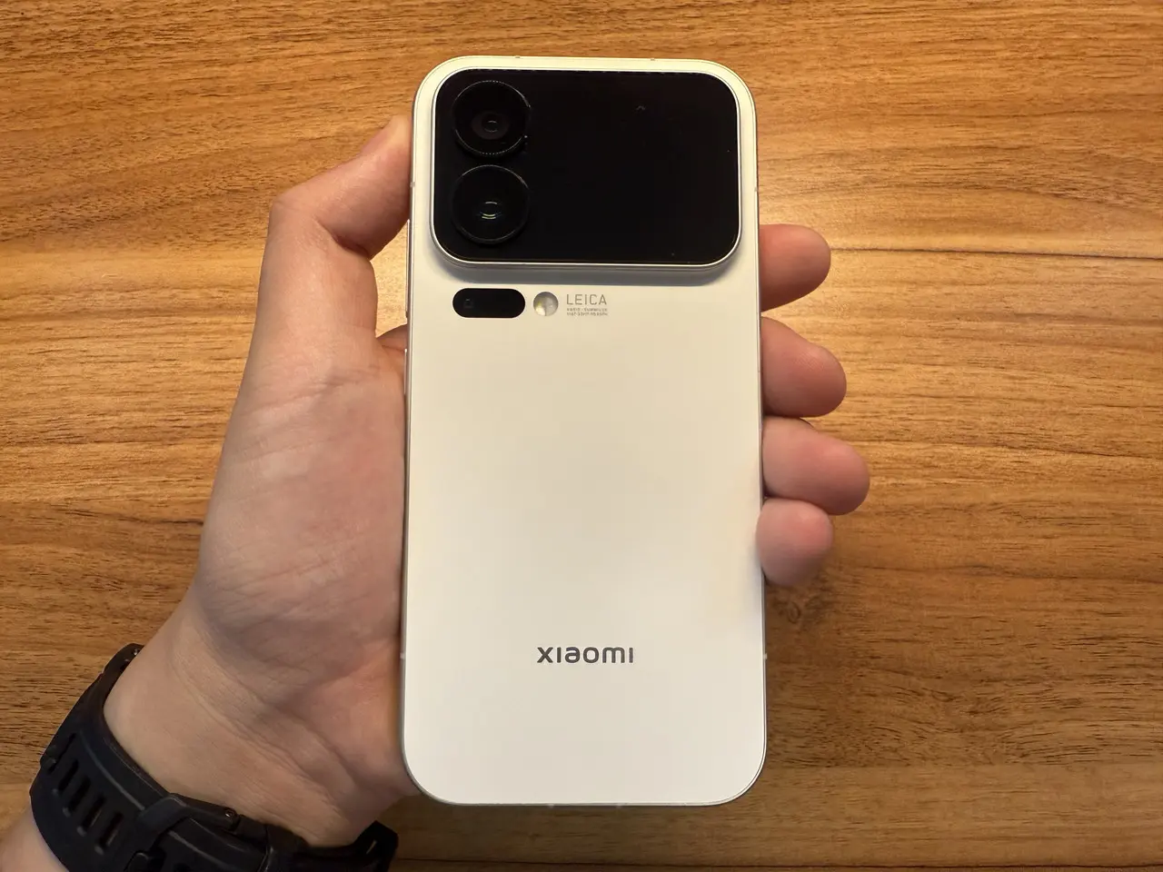 Xiaomi 17 Proを手に持っている様子(背面アングル)