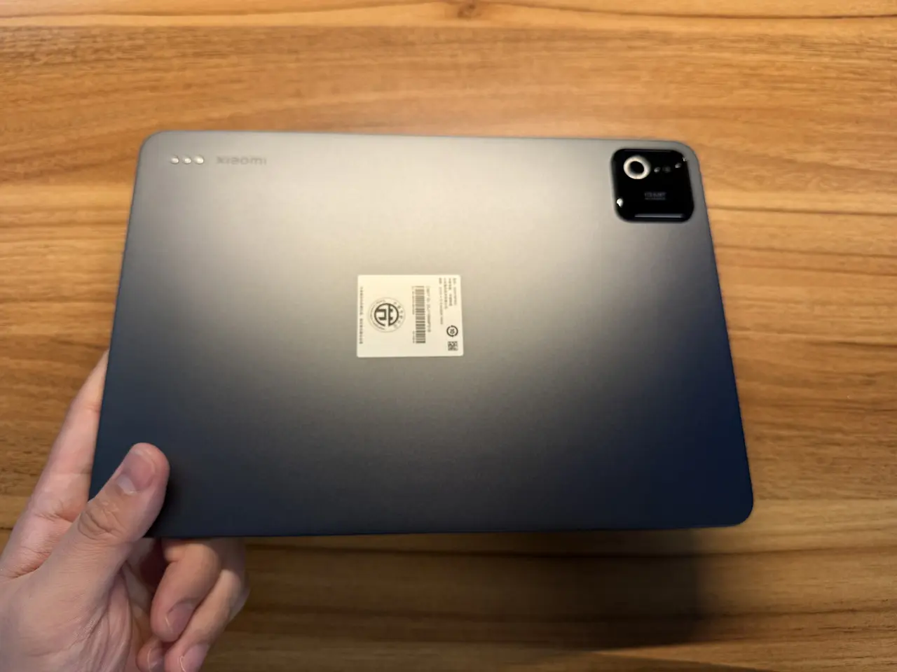 Xiaomi Pad 8を手に持っている様子(背面アングル)