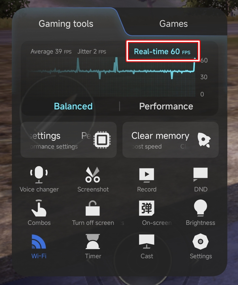 PUBGプレイ時のフレームレート確認画面