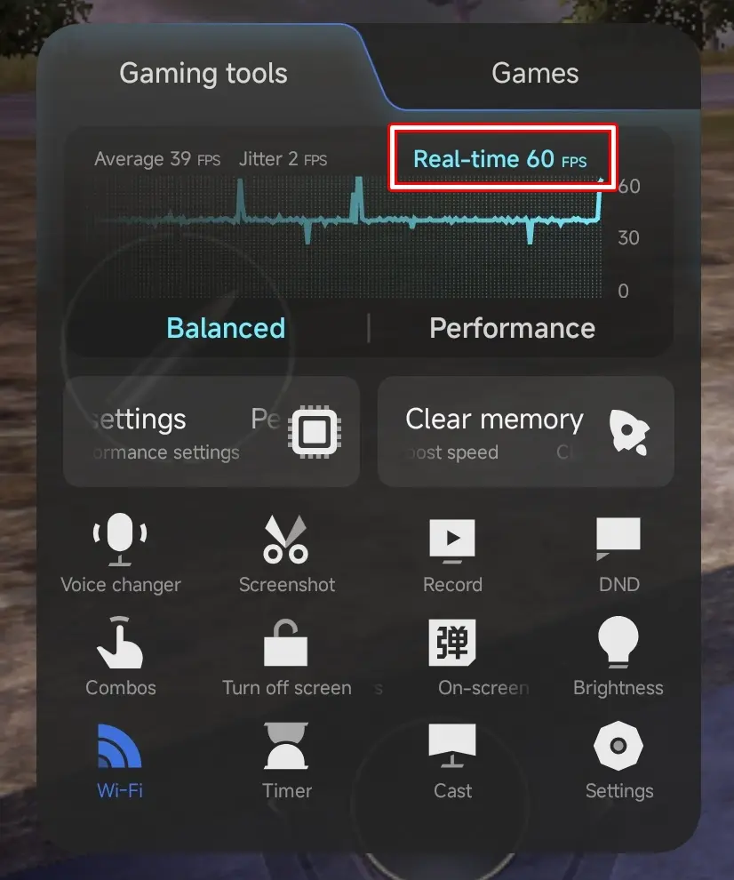 PUBGプレイ時のフレームレート確認画面