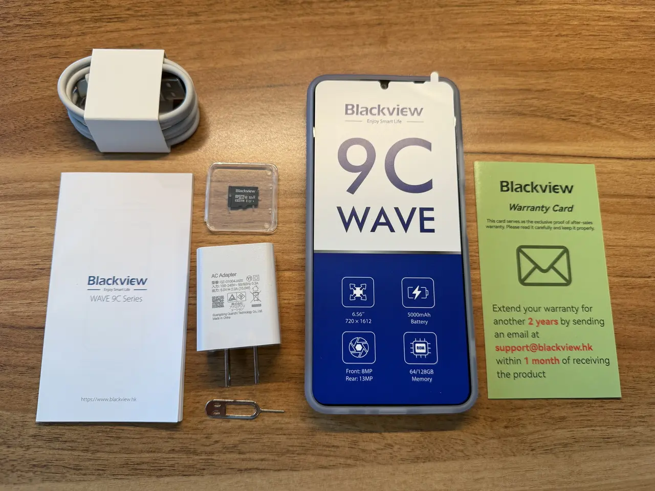 Blackview WAVE 9Cのパッケージ付属品一式