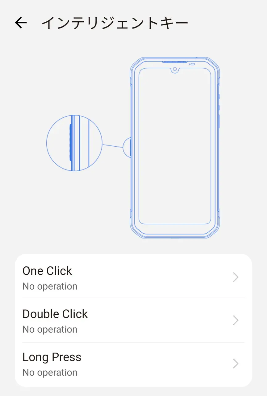 インテリジェントキーのカスタマイズ画面
