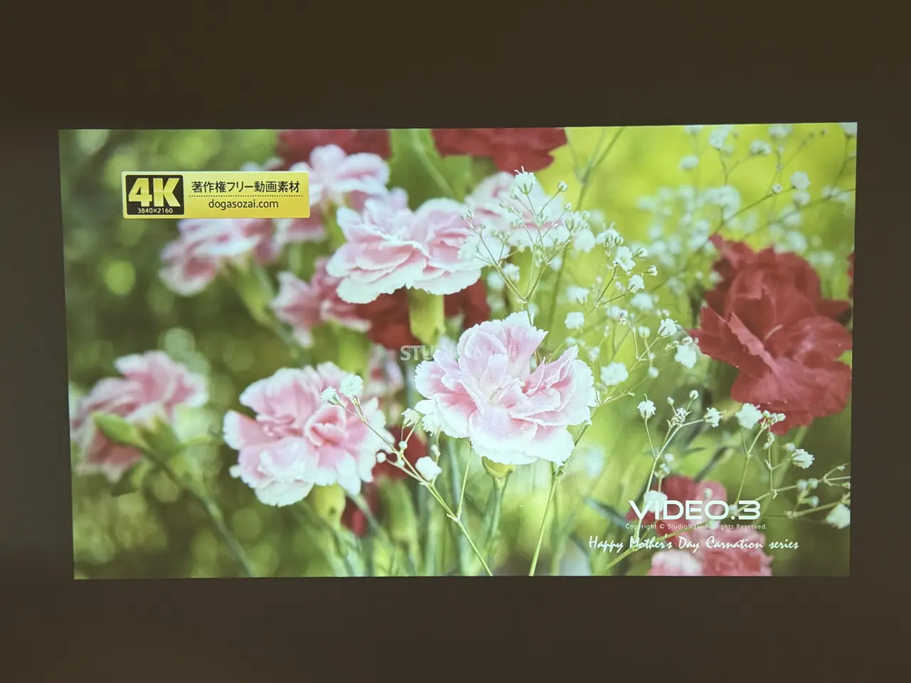 日中(カーテン半明け)時の投影映像