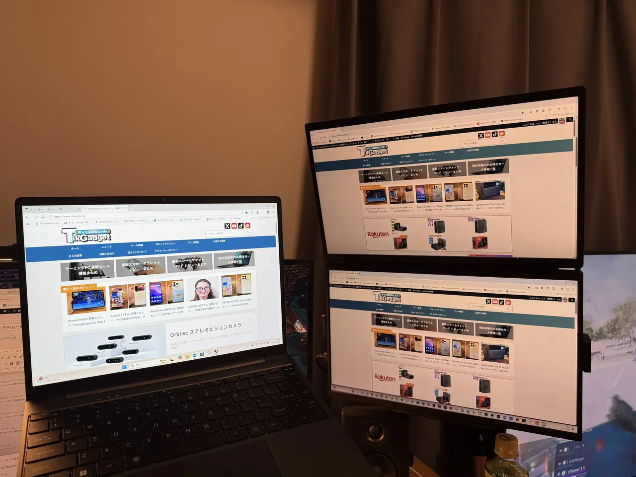 CHUWI Corebook Xで外部ディスプレイに出力している様子