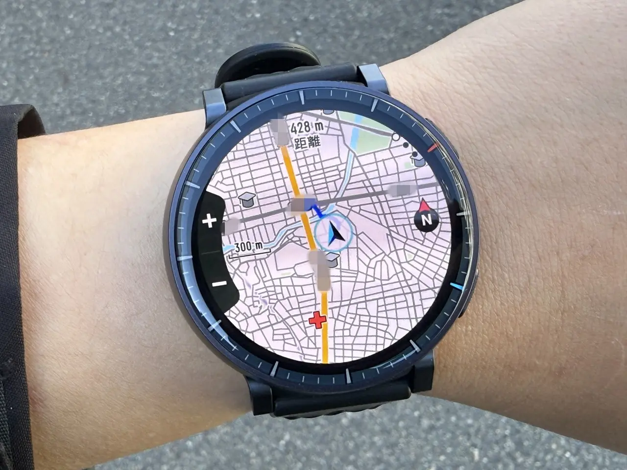 Amazfit Active Maxで広域マップを表示している様子