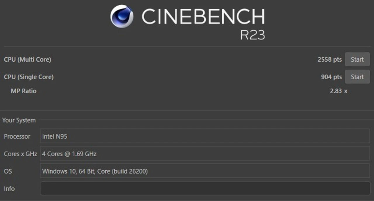 Cinebench R23の結果
