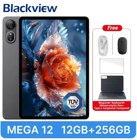 【World premiere】Blackview MEGA 12 Tablet 5G 12.2" 2.4K 120Hz Display Dimensity 7200 CPU IP69K Waterproof 50MP 10000mAh Pad PC