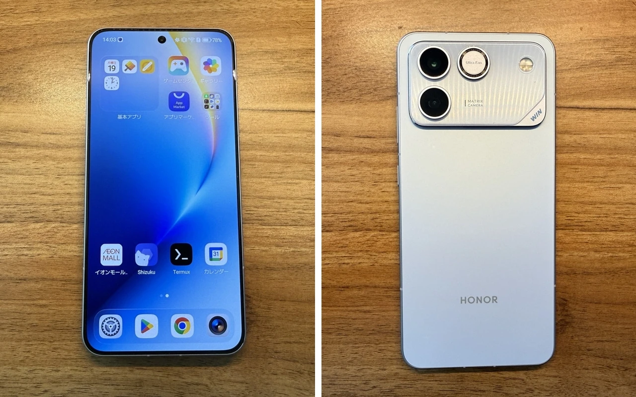 Honor WIN RTの表と裏