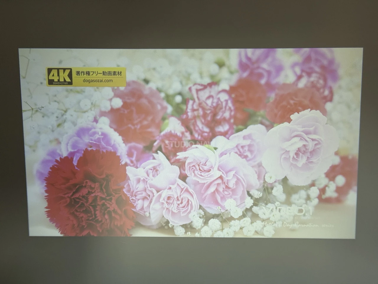 日中(カーテン半明け)の時の投影映像