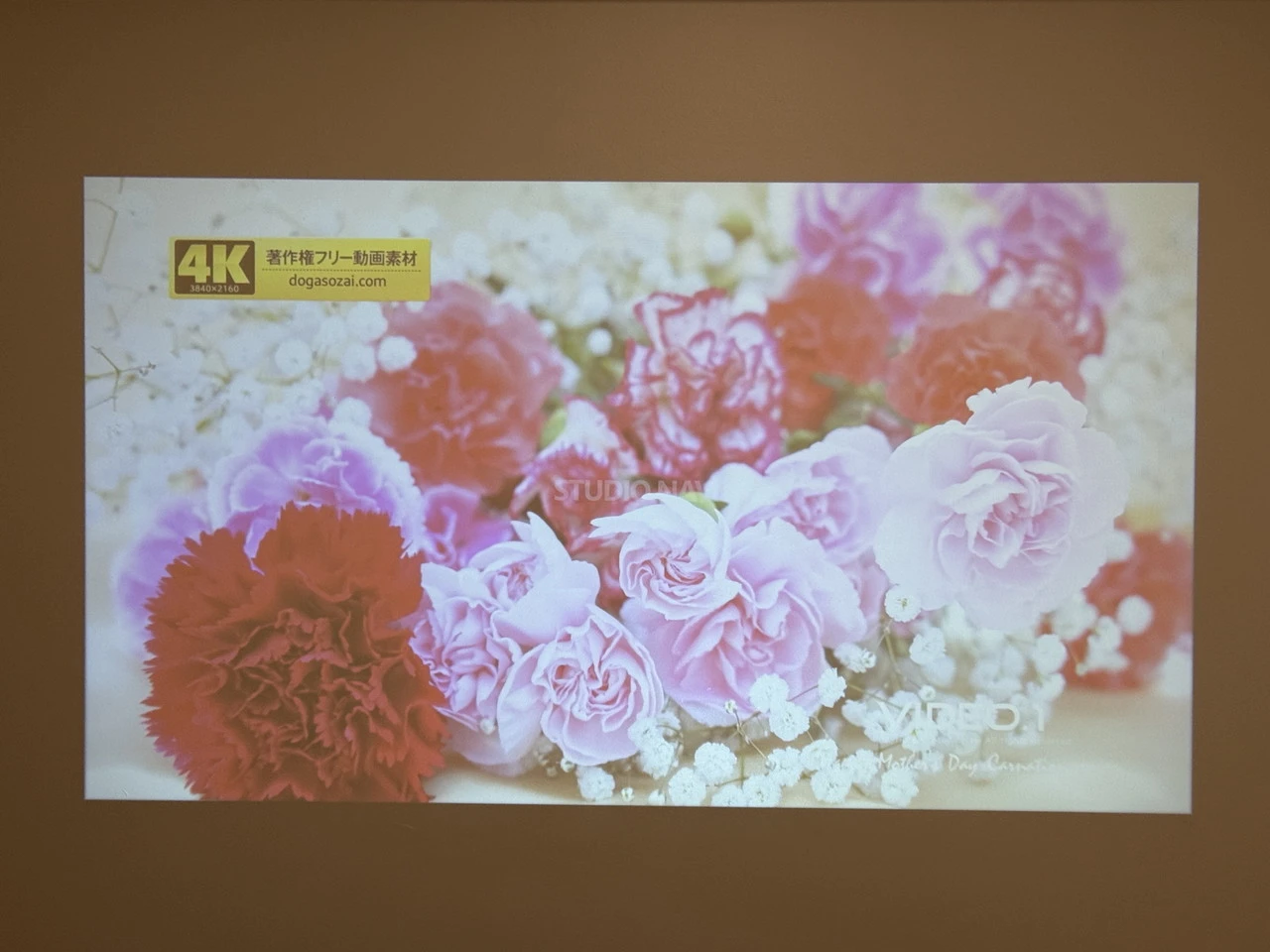 夜間(照明点灯)の時の投影映像