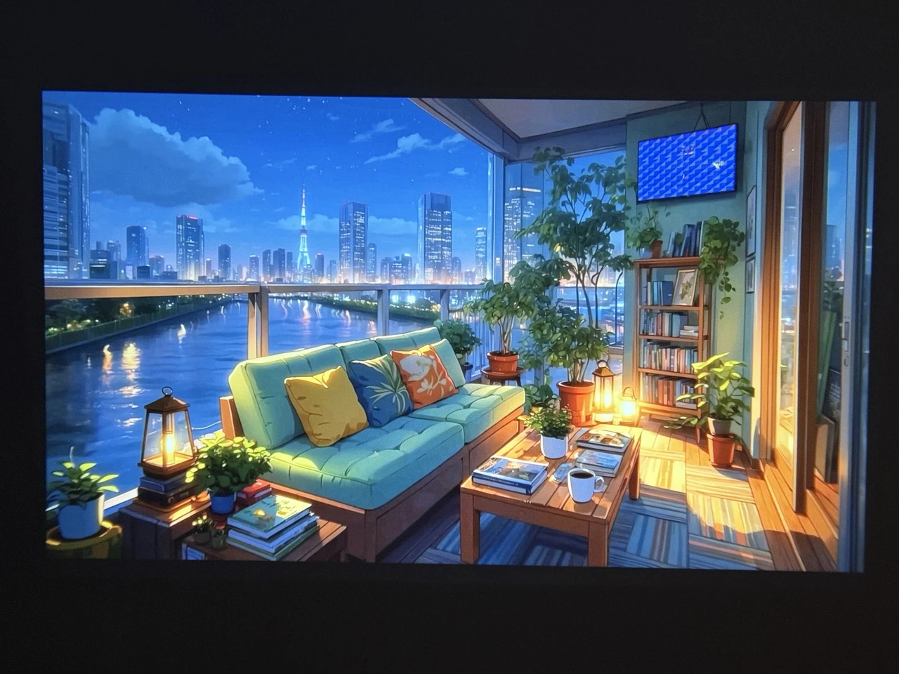 暗所で投影したSovboi E30Maxの映像