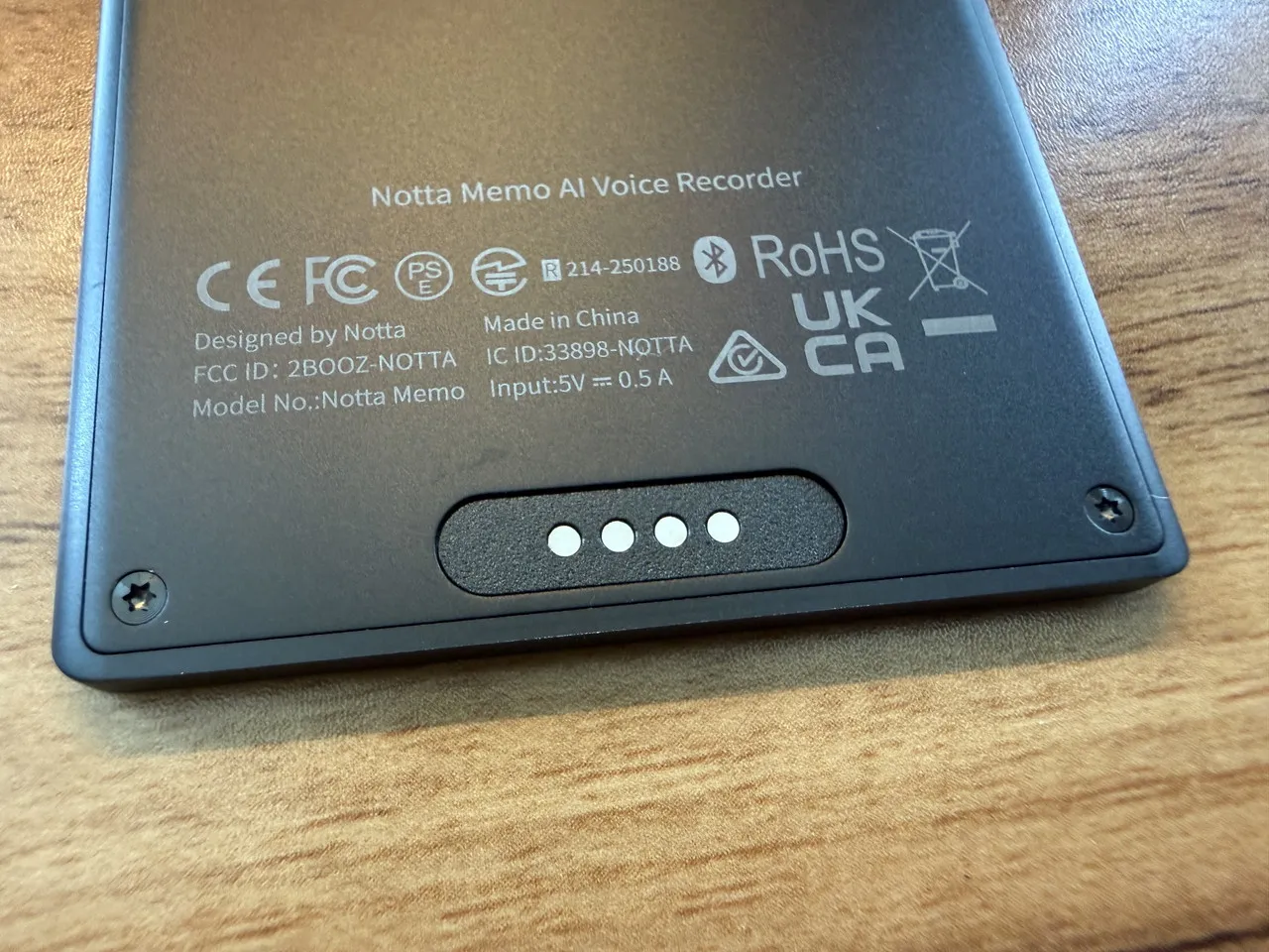 Notta Memo Type-C版の充電端子