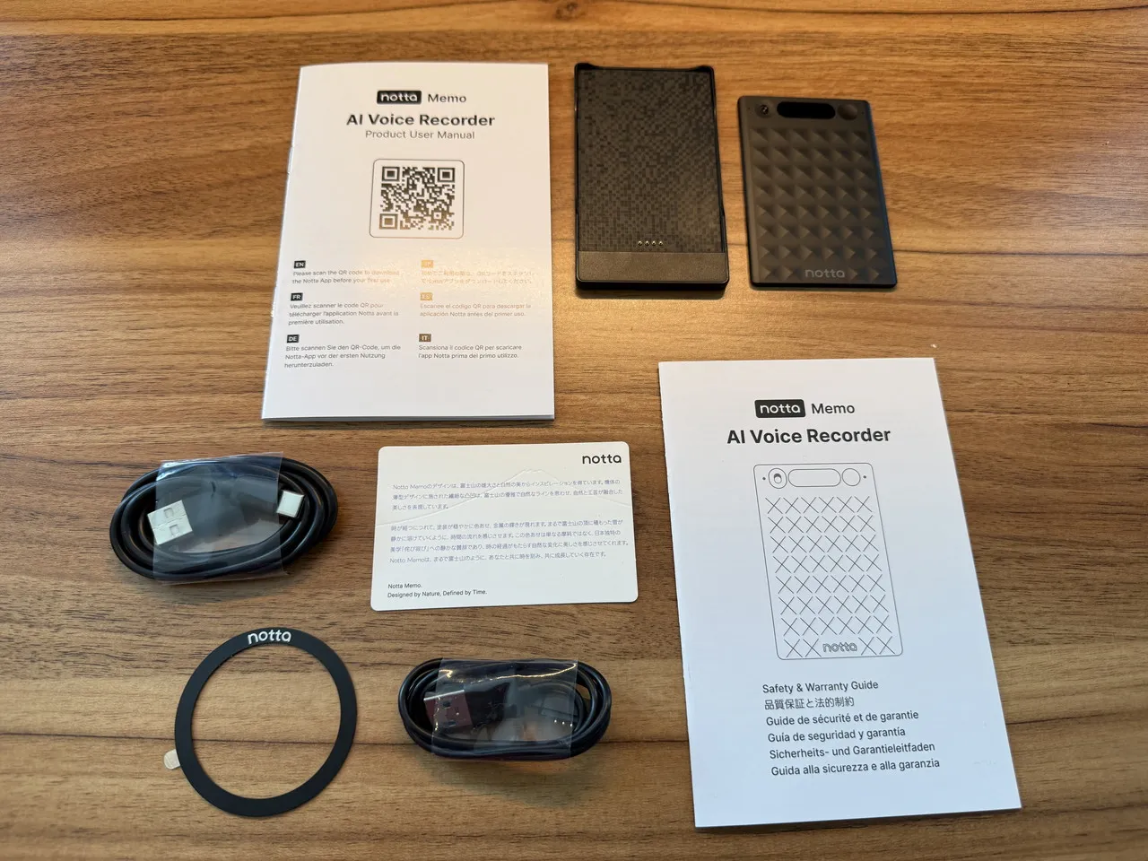 Notta Memo Type-C版のパッケージ付属品一式