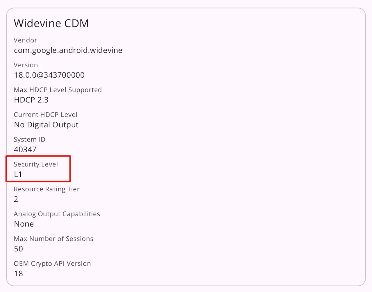 ALLDOCUBE iPlay 80 mini UltraのWidevine確認画面