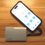 iPhoneにORICO iFolder Go 外付けSSDを接続している