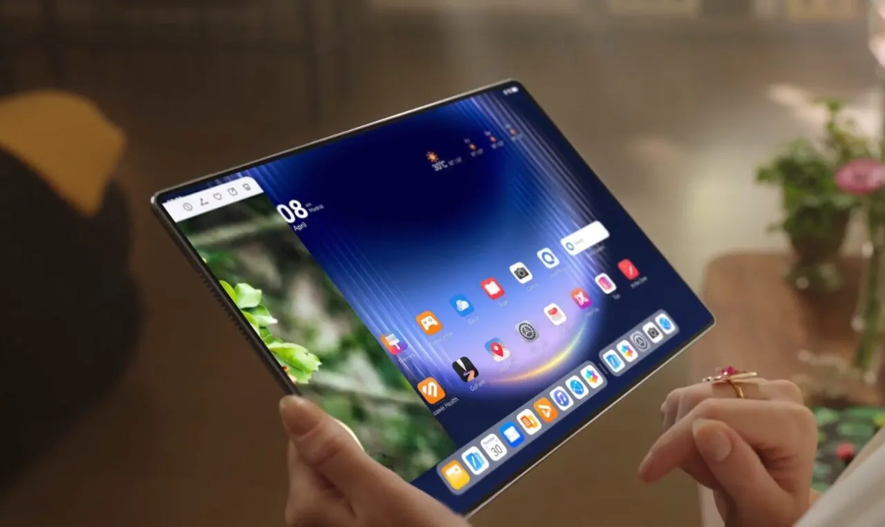 HUAWEI MatePad Pro Maxを手に持っている