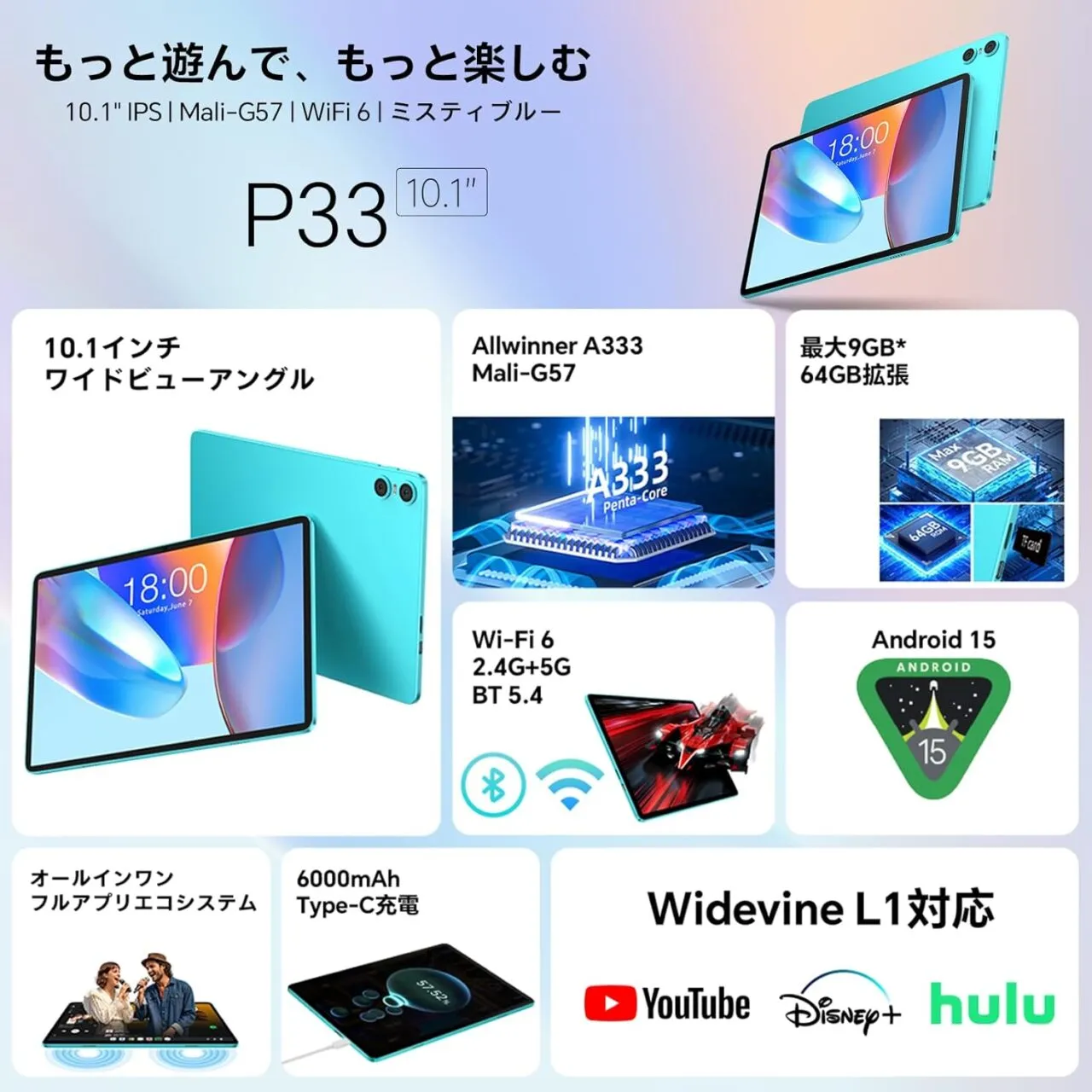 Teclast P33 CASEのスペック説明