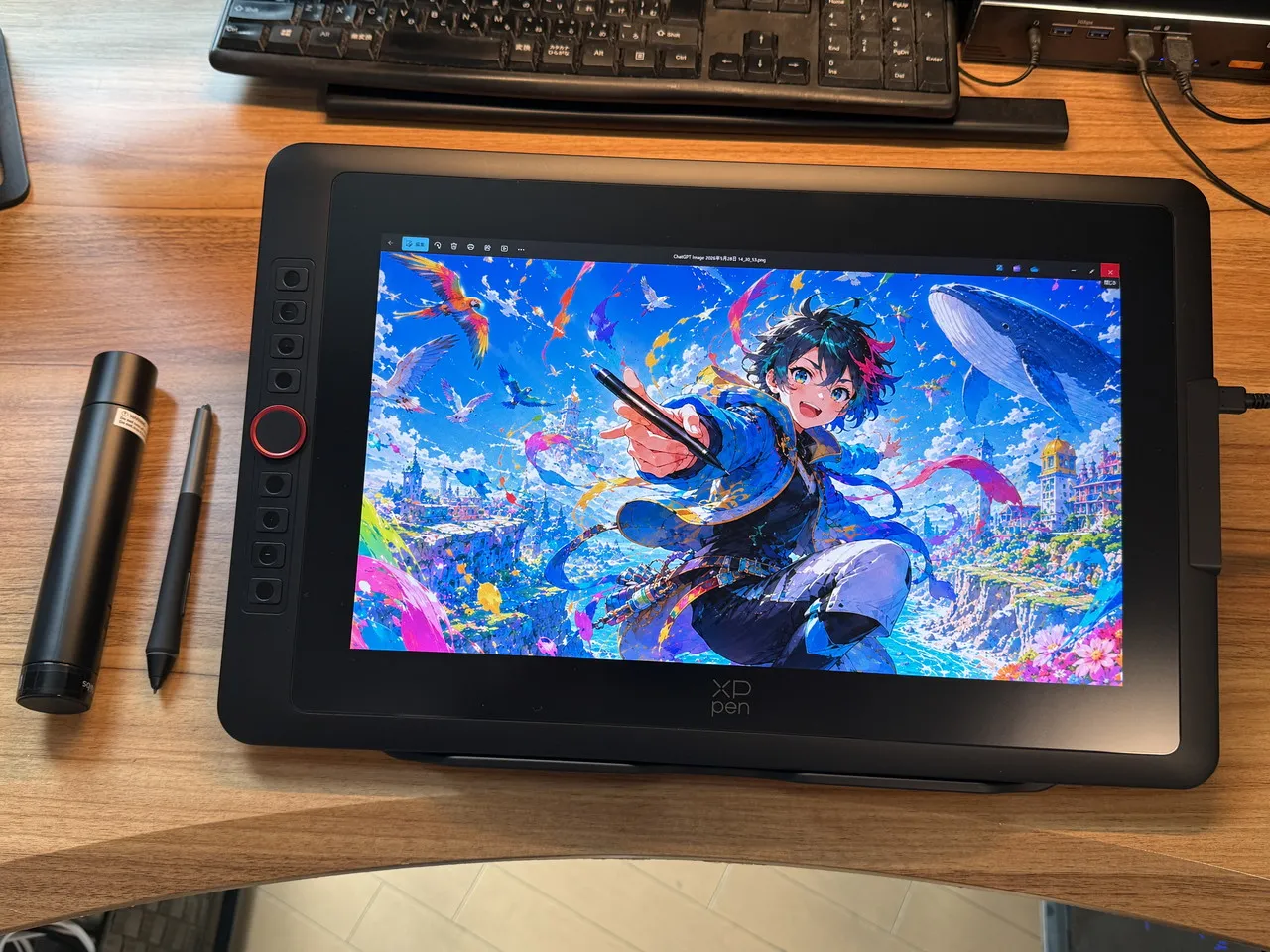 デスク上で起動しているXPPen Artist 15.6 pro V2