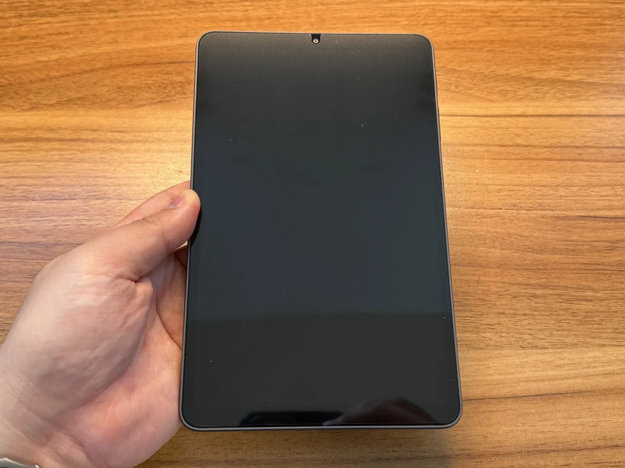 ALLDOCUBE iPlay 80 mini Proを手に持っている(正面)