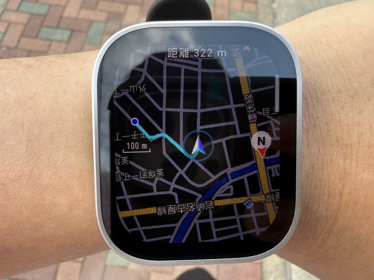 Amazfit Bip Maxで歩行ルートを表示している