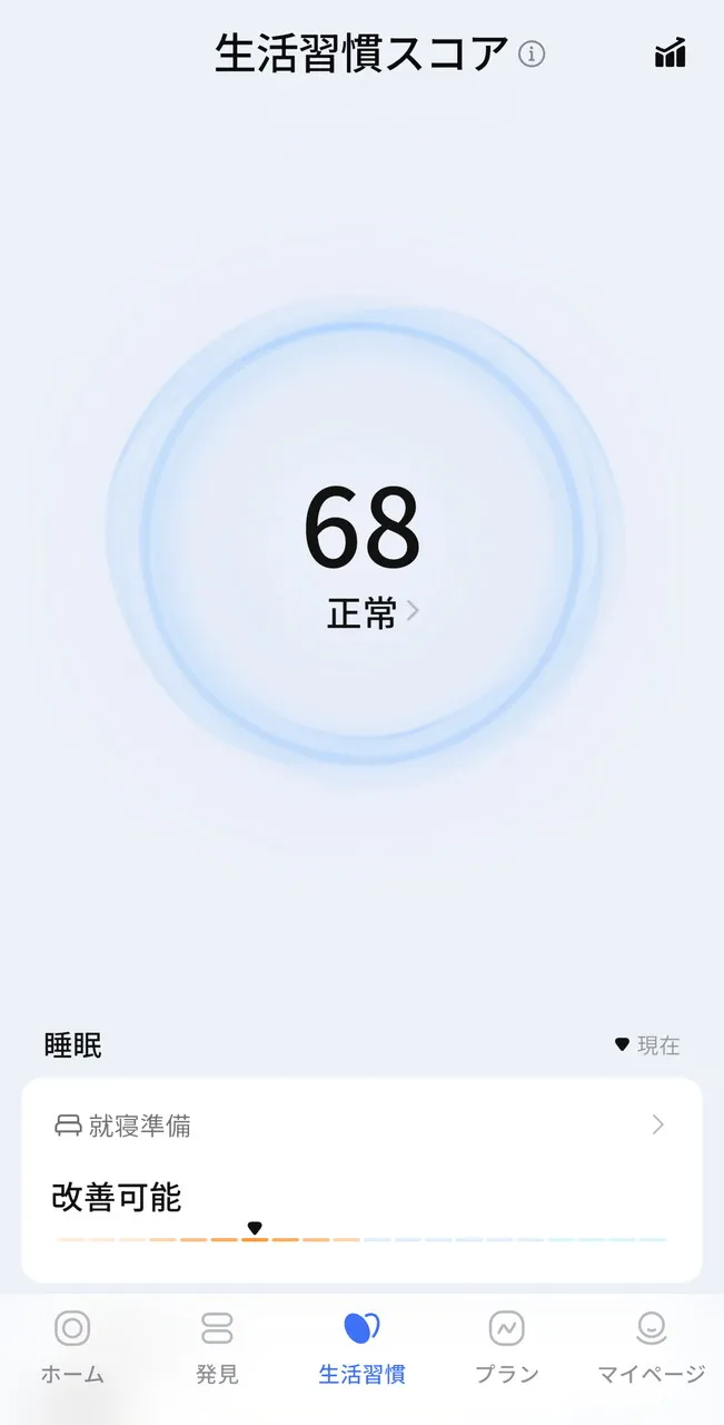生活習慣スコアの確認画面1