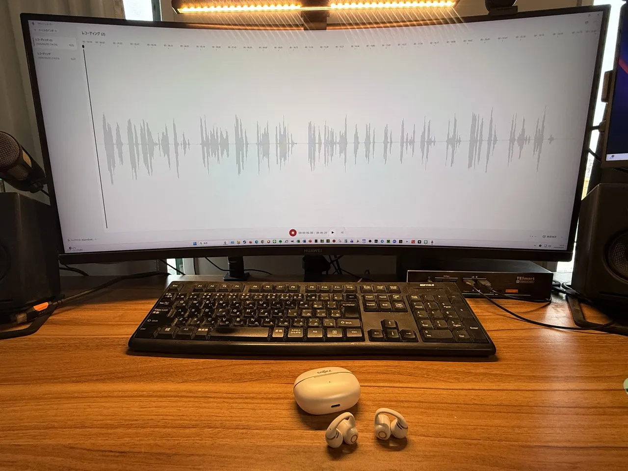 Shokz OpenDots 2で録音している様子