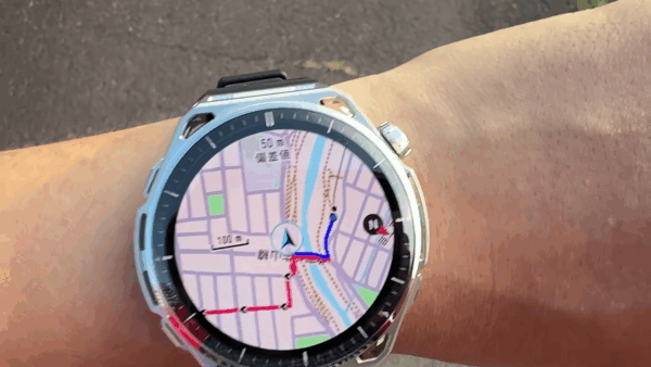 Amazfit Balance 3でルート案内機能を試用している様子