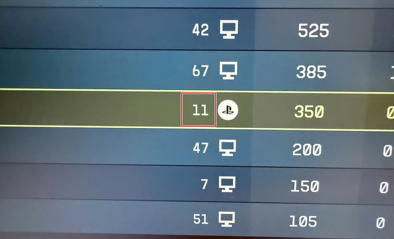 プレイ中のping数値