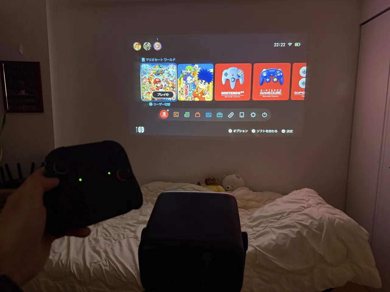 ニンテンドースイッチ2の映像をPUTRIMS P66で投影している