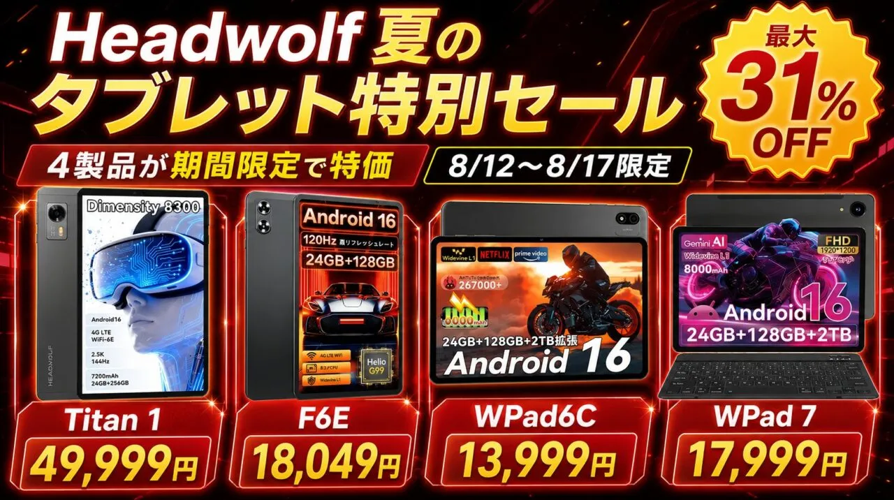 Headwolf夏のタブレットセールのキービジュアル