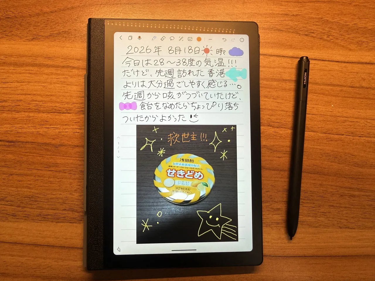 Huion Note E に描いた日記