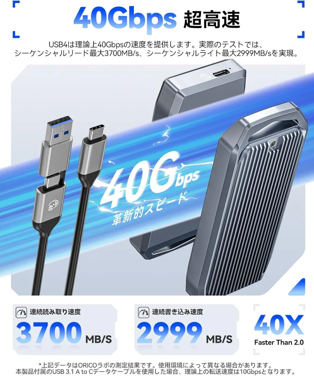 ORICO M.2 SSD 外付けケースの転送速度